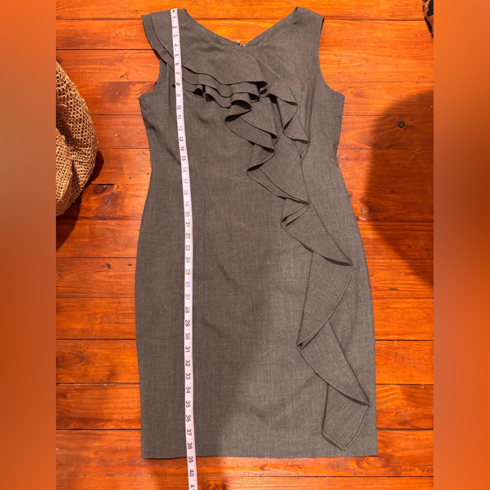 Calvin Klein Charcoal Ruffle Midi Dress